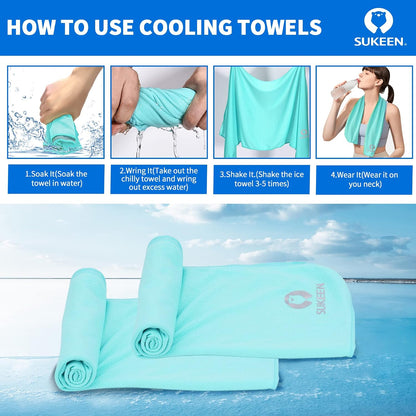 4 Pack Cooling Towels (40"x12") for Neck and Face, Cooling Neck Wraps, Breathable Cooling Towel for Hot Weather, Sweat Towels for Yoga, Sports, Golf, Gym, Camping, Running, Fitness, Workout