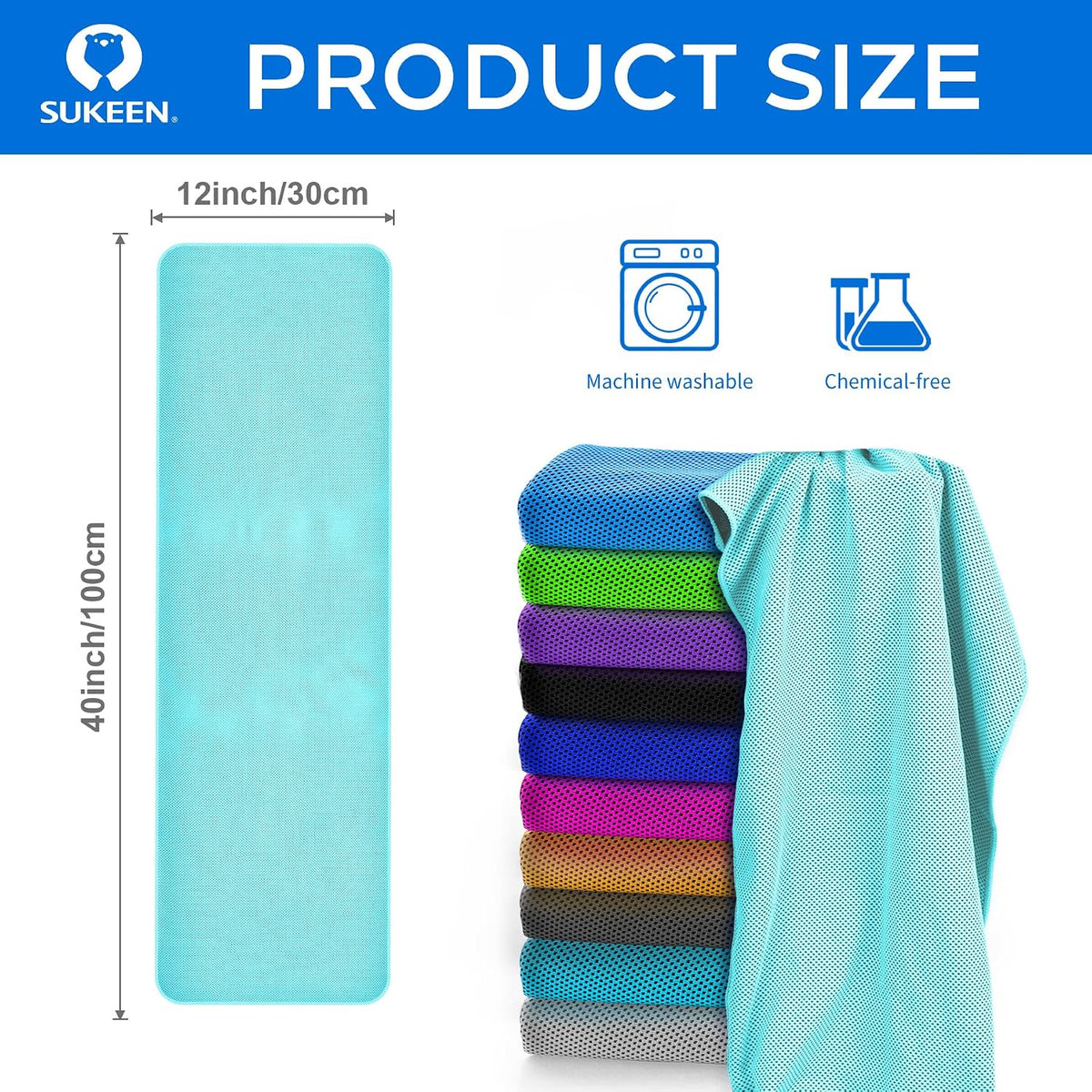 4 Pack Cooling Towels (40"x12") for Neck and Face, Cooling Neck Wraps, Breathable Cooling Towel for Hot Weather, Sweat Towels for Yoga, Sports, Golf, Gym, Camping, Running, Fitness, Workout