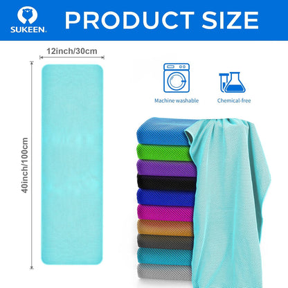 4 Pack Cooling Towels (40"x12") for Neck and Face, Cooling Neck Wraps, Breathable Cooling Towel for Hot Weather, Sweat Towels for Yoga, Sports, Golf, Gym, Camping, Running, Fitness, Workout