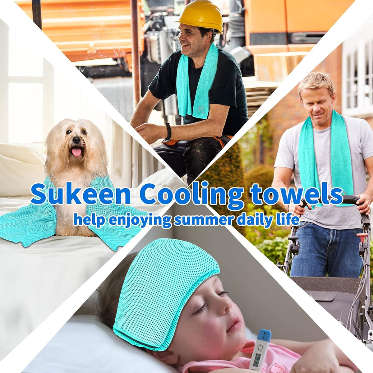 4 Pack Cooling Towels (40"x12") for Neck and Face, Cooling Neck Wraps, Breathable Cooling Towel for Hot Weather, Sweat Towels for Yoga, Sports, Golf, Gym, Camping, Running, Fitness, Workout