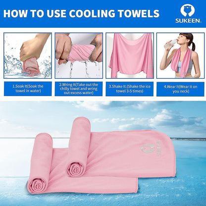 4 Pack Cooling Towels (40"x12") for Neck and Face, Cooling Neck Wraps, Breathable Cooling Towel for Hot Weather, Sweat Towels for Yoga, Sports, Golf, Gym, Camping, Running, Fitness, Workout
