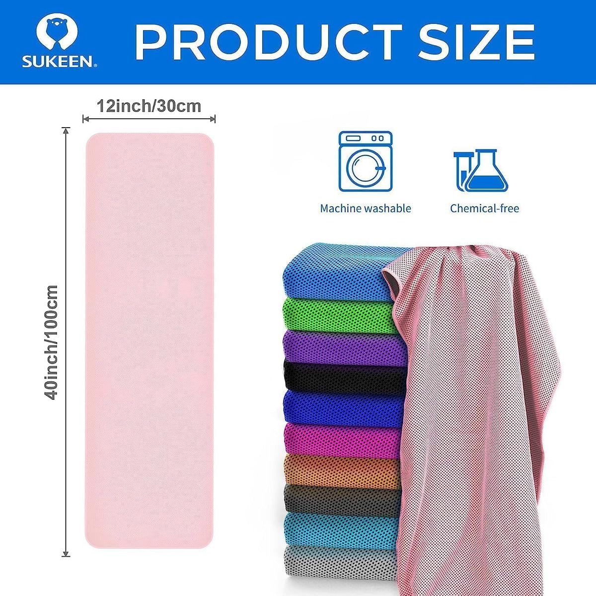 4 Pack Cooling Towels (40"x12") for Neck and Face, Cooling Neck Wraps, Breathable Cooling Towel for Hot Weather, Sweat Towels for Yoga, Sports, Golf, Gym, Camping, Running, Fitness, Workout
