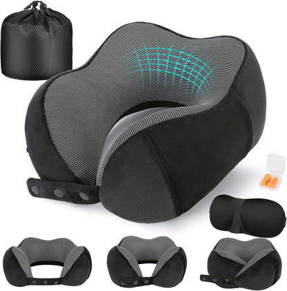 Neck Pillow for Traveling, Travel Pillows for Airplanes Black