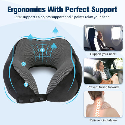 Neck Pillow for Traveling, Travel Pillows for Airplanes Black