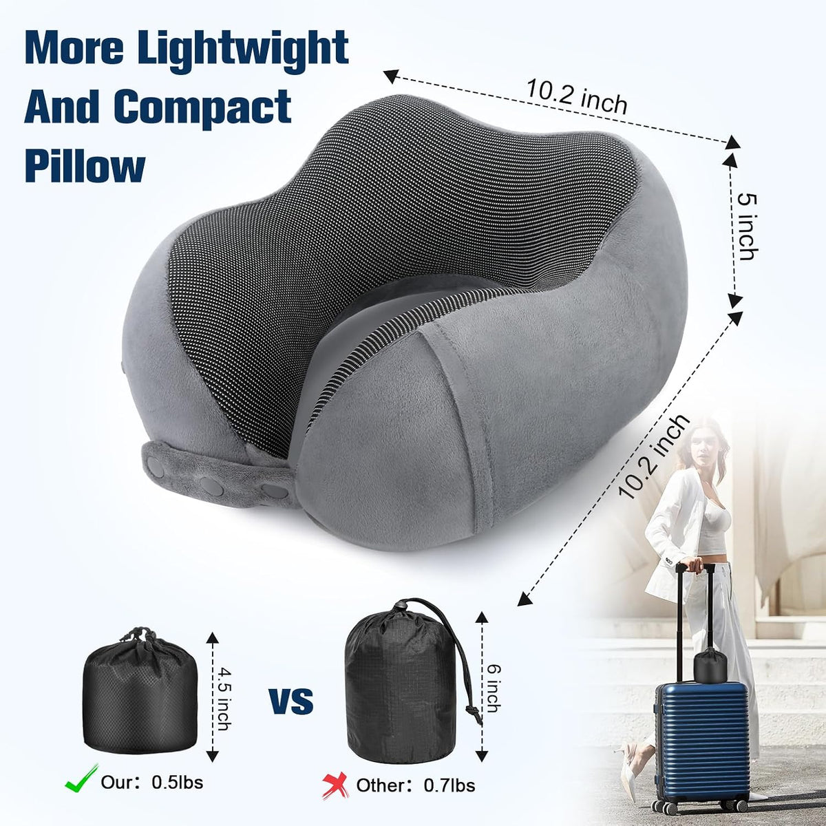 Neck Pillow for Traveling, Travel Pillows for Airplanes Black