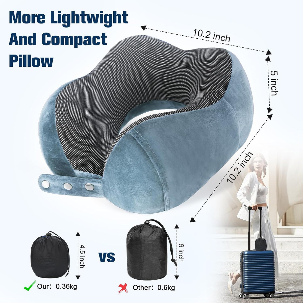 Neck Pillow for Traveling, Travel Pillows for Airplanes Black