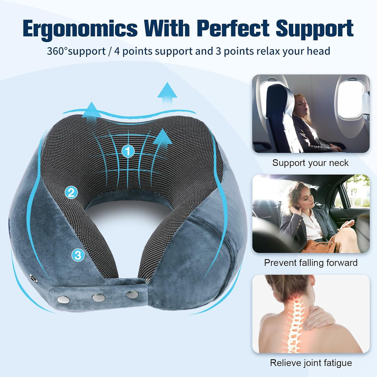 Neck Pillow for Traveling, Travel Pillows for Airplanes Black