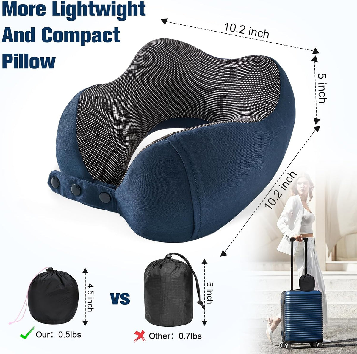 Neck Pillow for Traveling, Travel Pillows for Airplanes Black