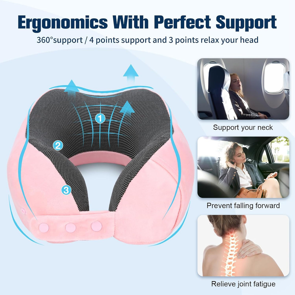 Neck Pillow for Traveling, Travel Pillows for Airplanes Black