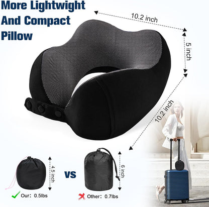 Neck Pillow for Traveling, Travel Pillows for Airplanes Black