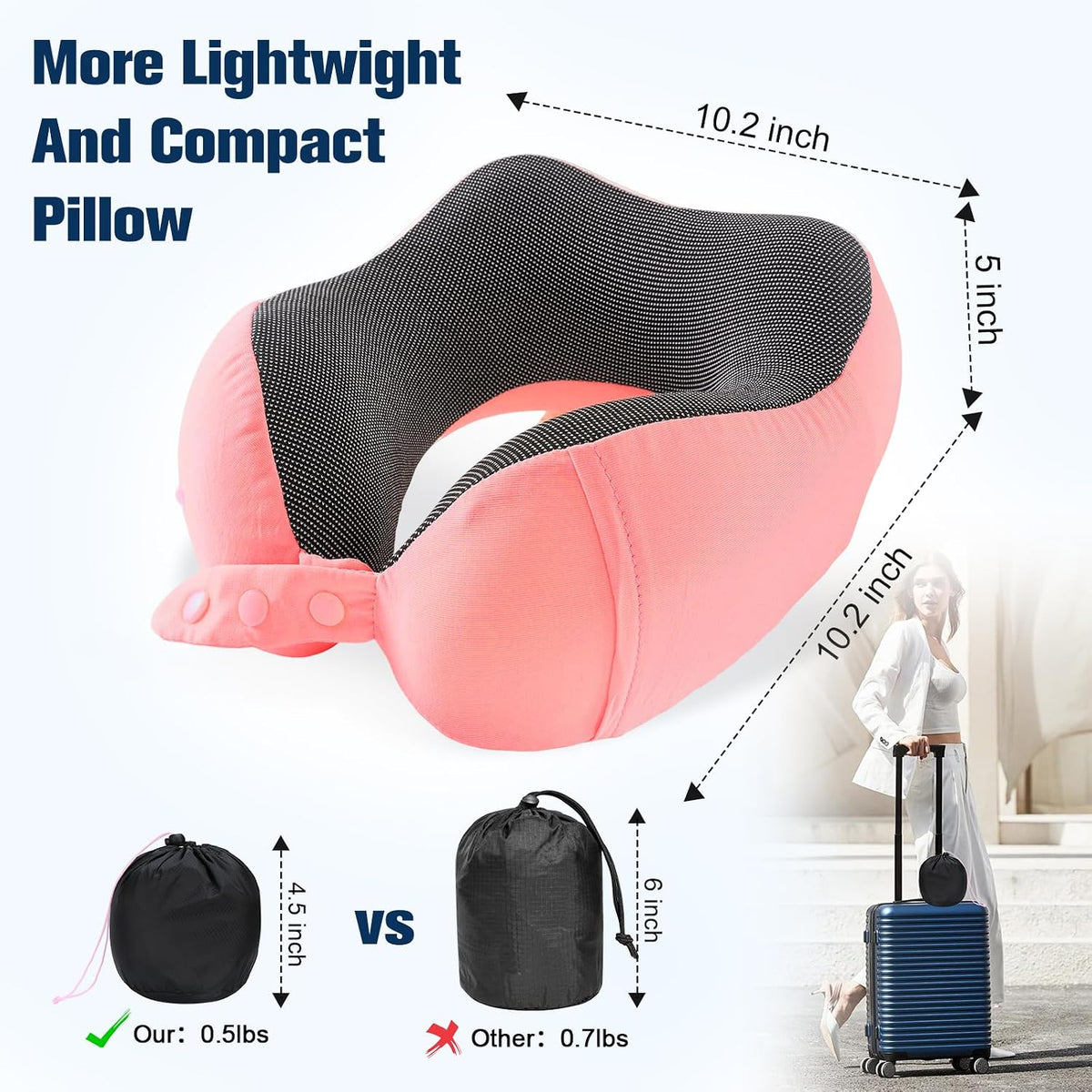 Neck Pillow for Traveling, Travel Pillows for Airplanes Black