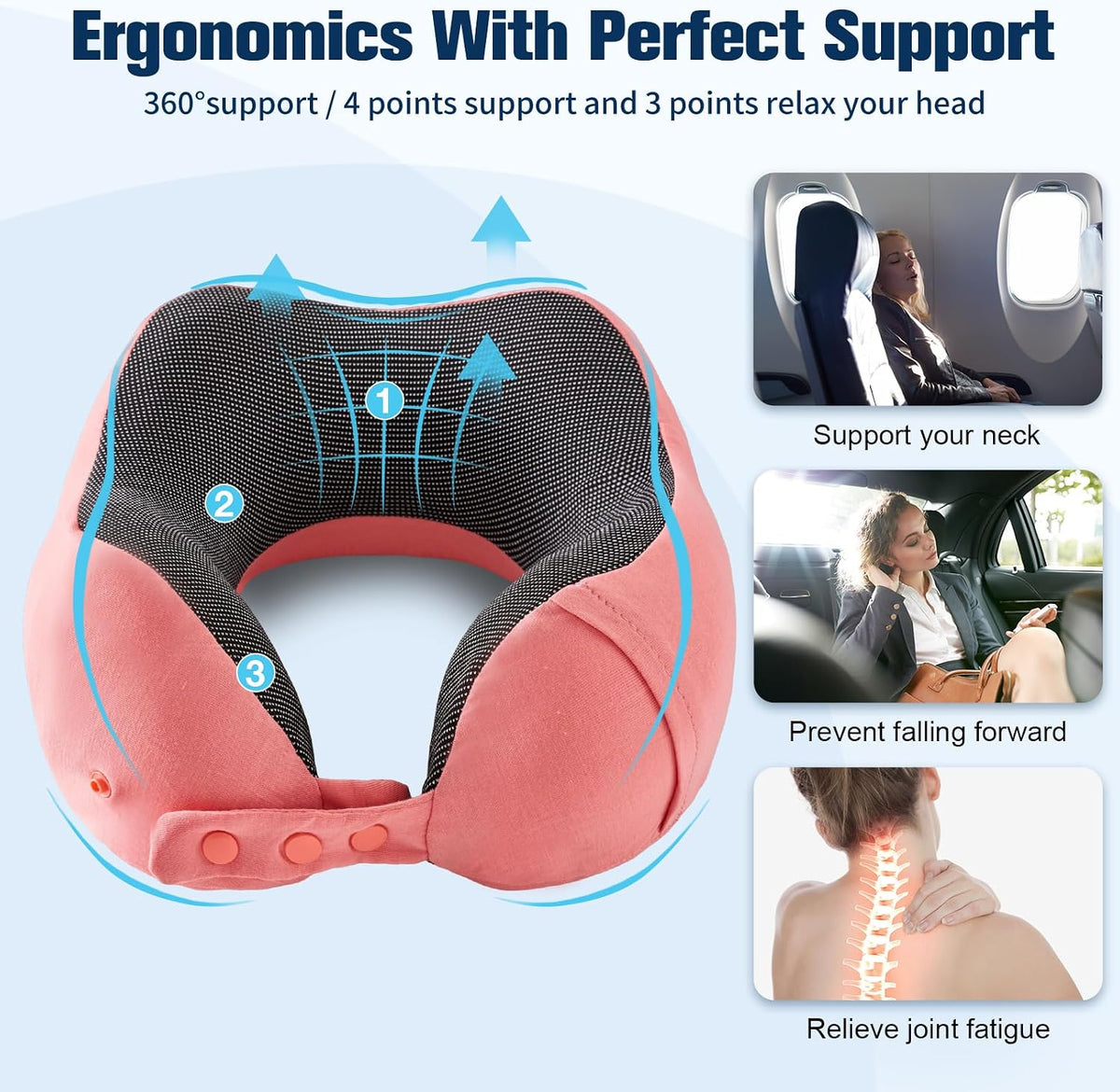 Neck Pillow for Traveling, Travel Pillows for Airplanes Black