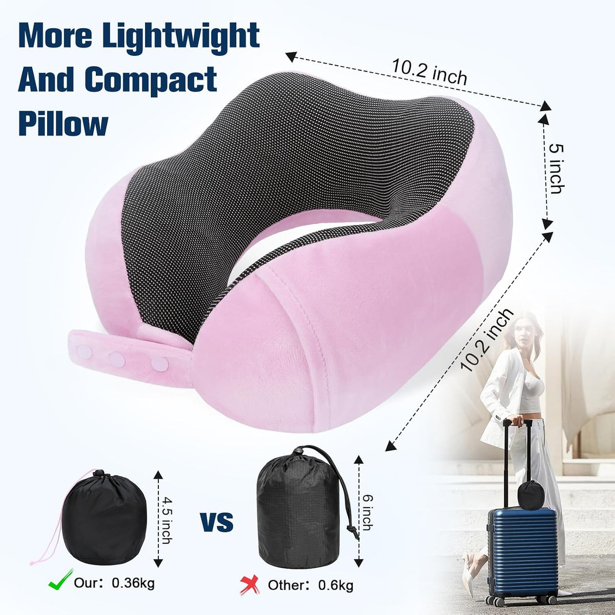 Neck Pillow for Traveling, Travel Pillows for Airplanes Black