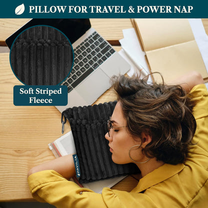 Travel Blanket Pillow, Soft Ribbed Fleece Airplane Blanket, Pink