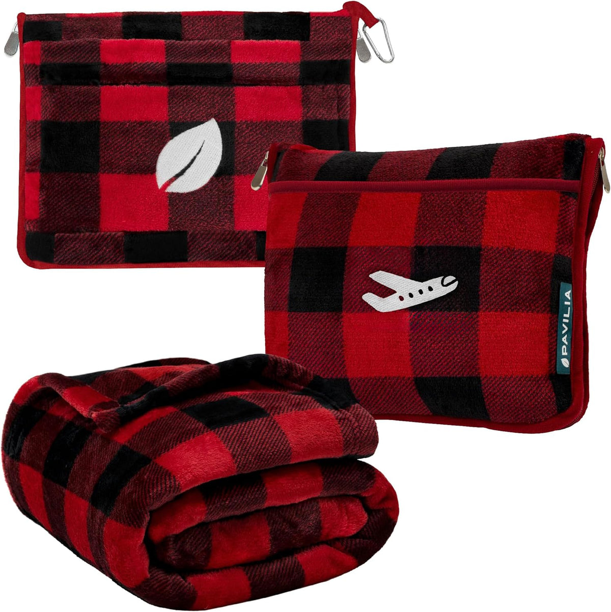 Travel Blanket Pillow, Soft Ribbed Fleece Airplane Blanket, Pink