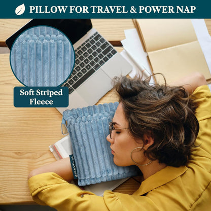 Travel Blanket Pillow, Soft Ribbed Fleece Airplane Blanket, Pink