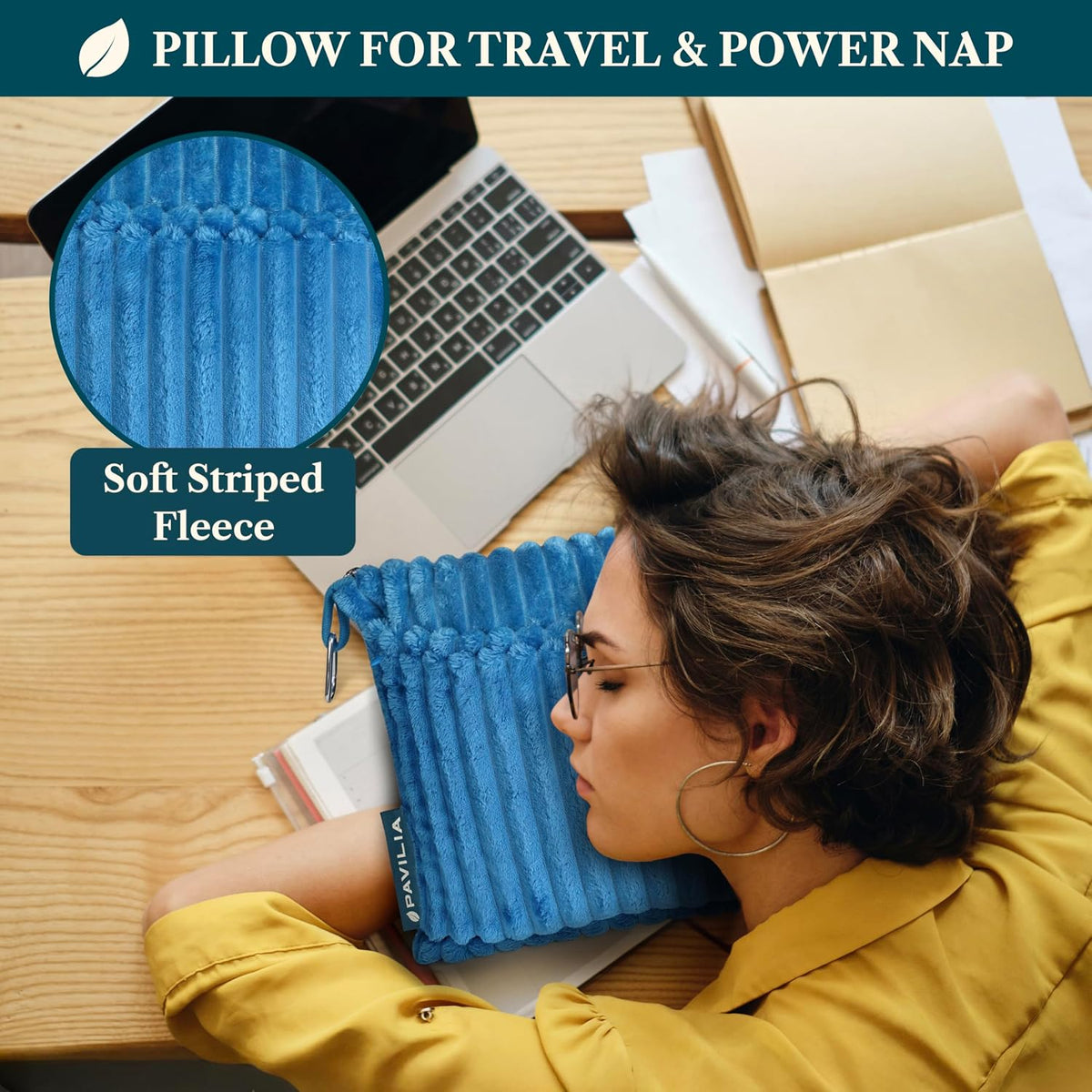 Travel Blanket Pillow, Soft Ribbed Fleece Airplane Blanket, Pink