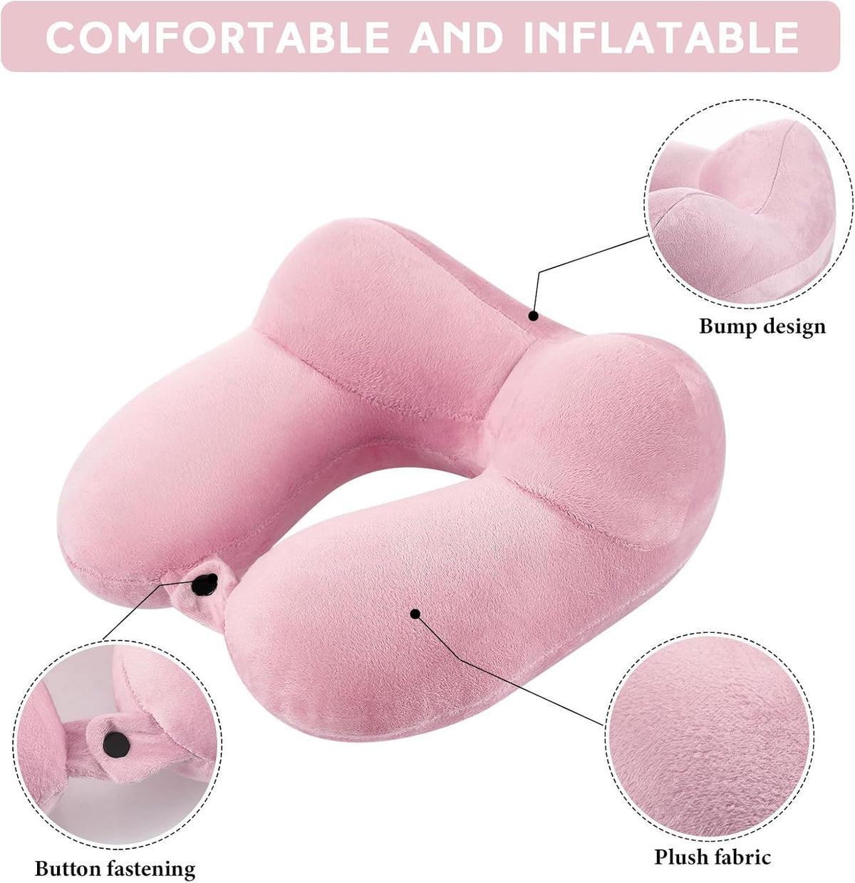 2 Inflatable Neck Pillow Airplane Travel, Light Gray and Dark Blue