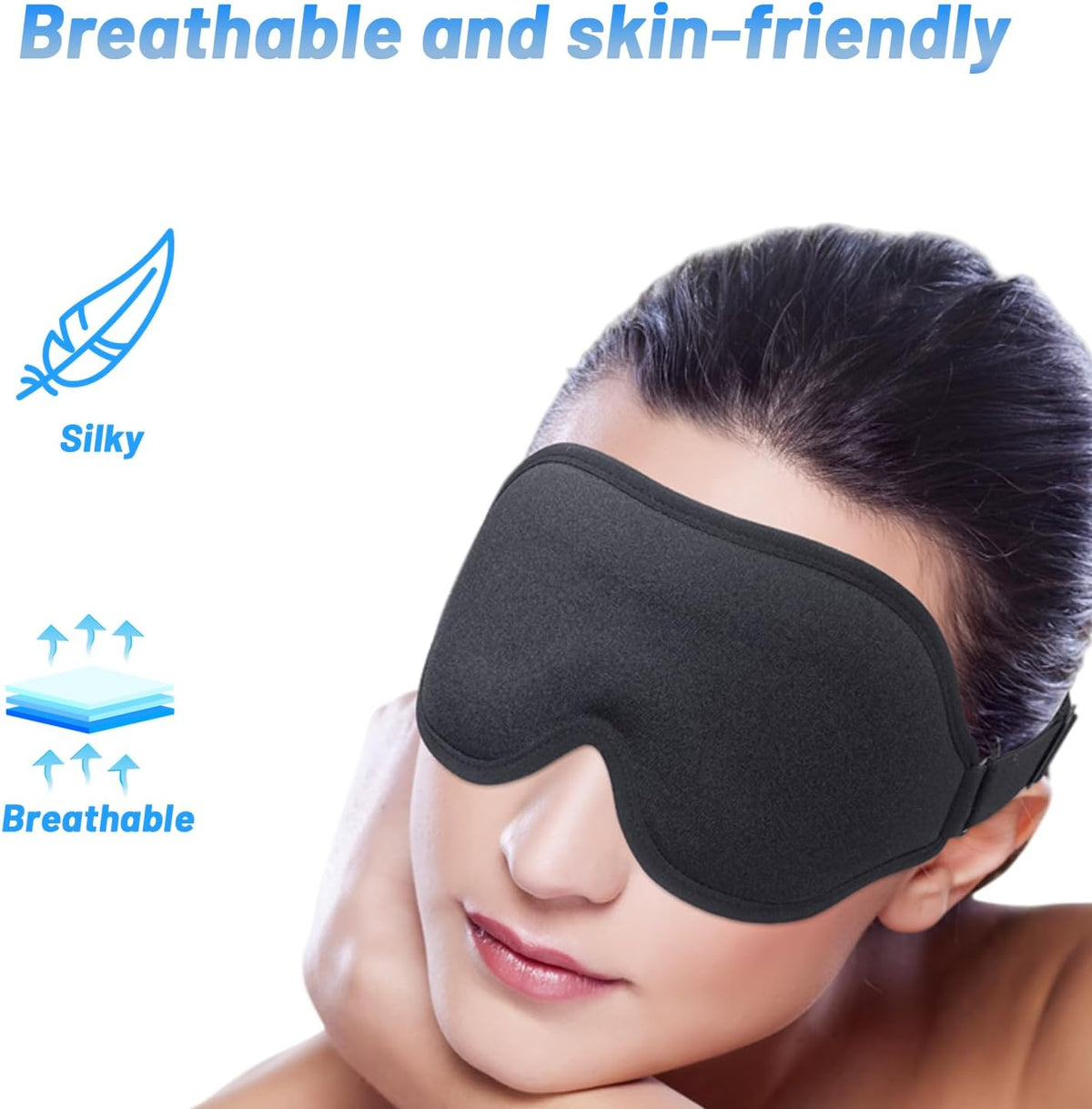 Sleep Mask for Men and Women, 3D Blackout Eye Mask for Side Sleepers, Black