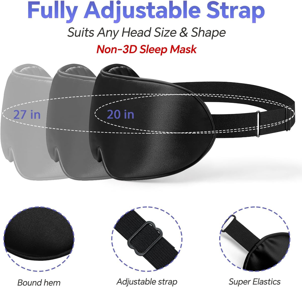 Sleep Mask for Men and Women, 3D Blackout Eye Mask for Side Sleepers, Black