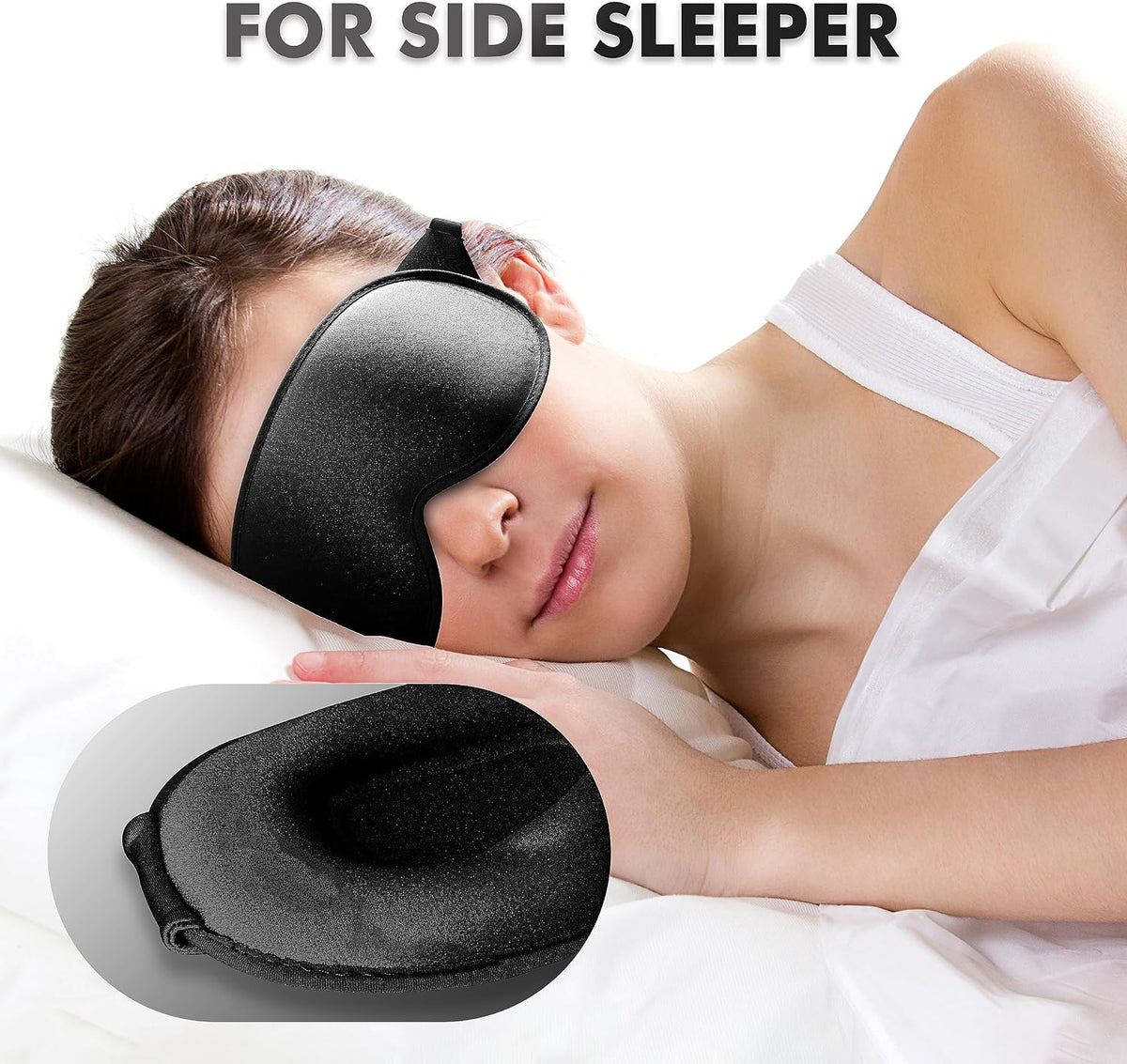Sleep Mask for Men and Women, 3D Blackout Eye Mask for Side Sleepers, Black