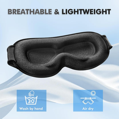 Sleep Mask for Men and Women, 3D Blackout Eye Mask for Side Sleepers, Black