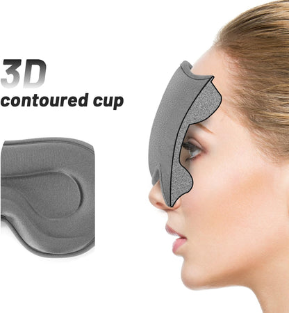 Sleep Mask for Men and Women, 3D Blackout Eye Mask for Side Sleepers, Black