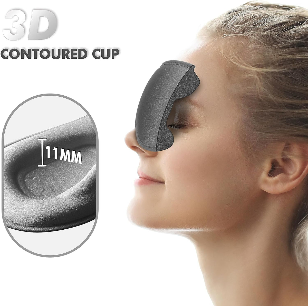 Sleep Mask for Men and Women, 3D Blackout Eye Mask for Side Sleepers, Black