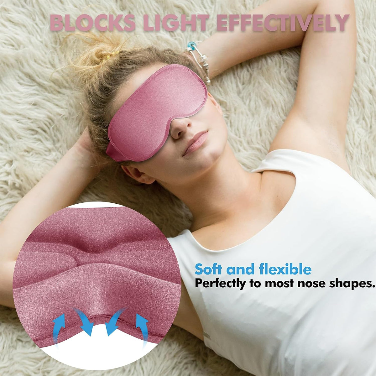 Sleep Mask for Men and Women, 3D Blackout Eye Mask for Side Sleepers, Black