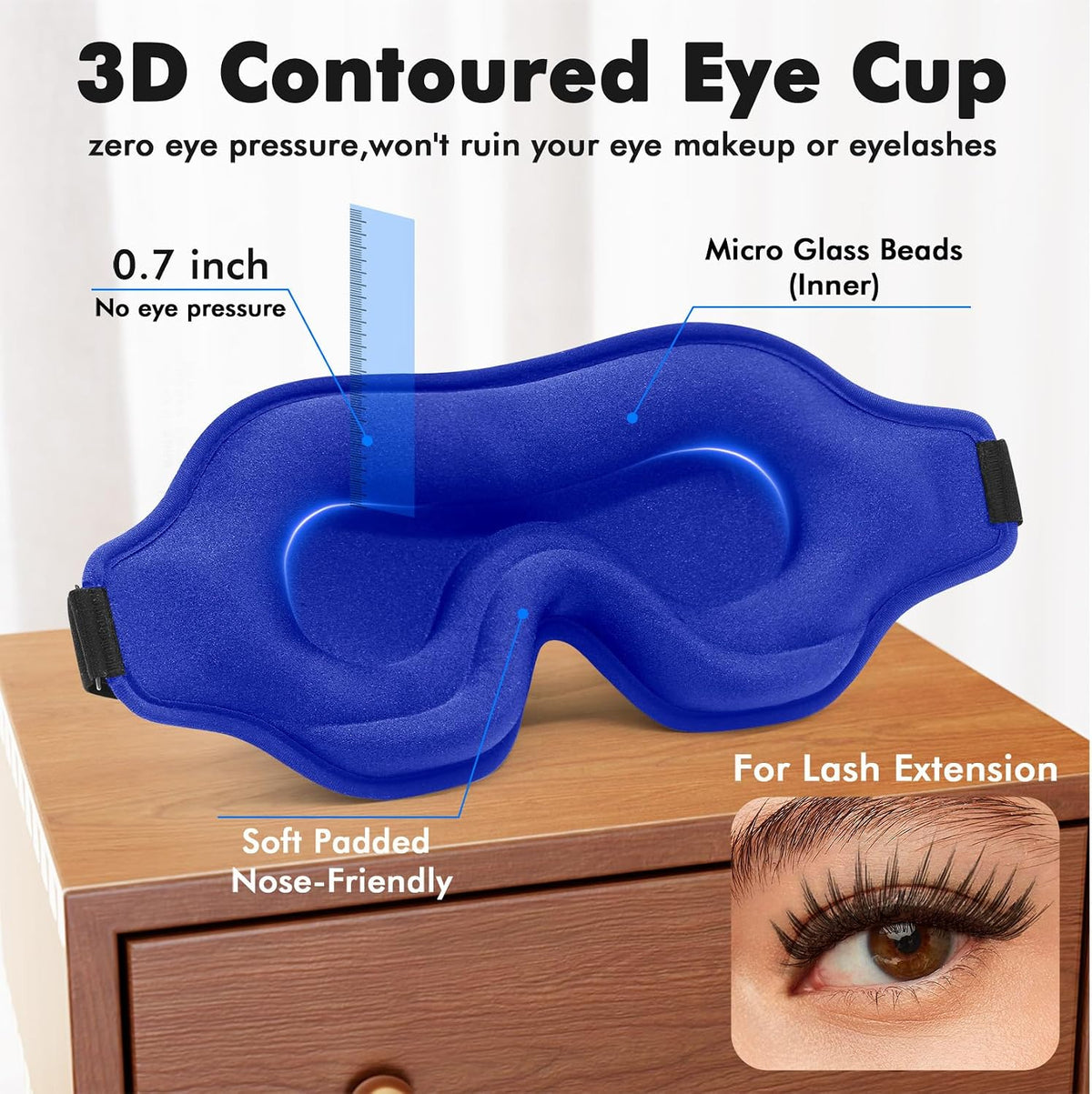 Sleep Mask for Men and Women, 3D Blackout Eye Mask for Side Sleepers, Black