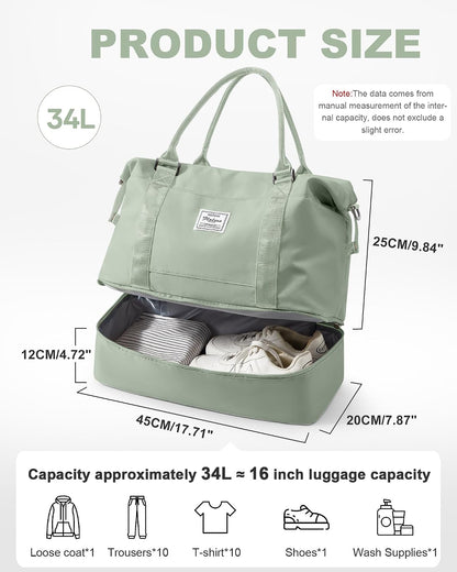Travel Duffel Weekender Bag Women Tote Carry On Bags With Shoe Compartment - Colors B
