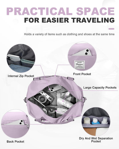 Travel Duffel Weekender Bag Women Tote Carry On Bags With Shoe Compartment - Colors B
