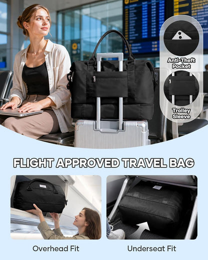 Travel Duffel Weekender Bag Women Tote Carry On Bags With Shoe Compartment - Colors B