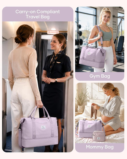 Travel Duffel Weekender Bag Women Tote Carry On Bags With Shoe Compartment - Colors B
