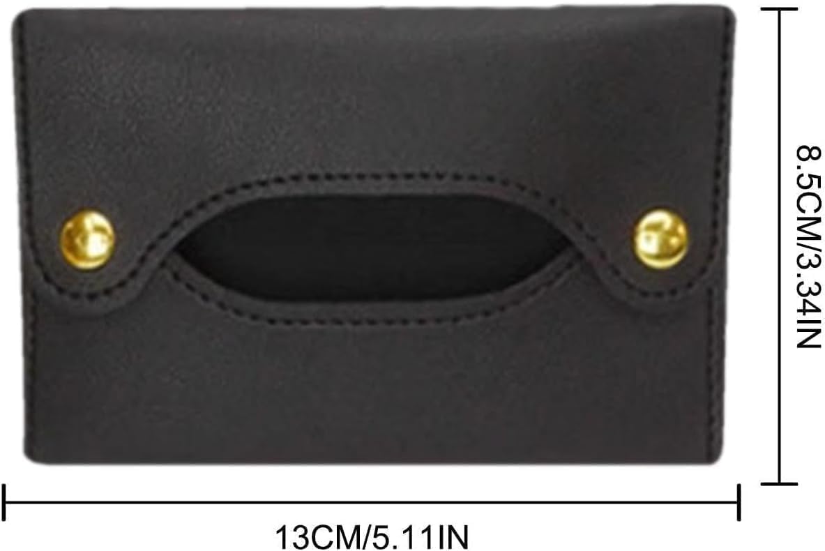 2Pcs Pocket Tissue Holder - Tissue Holder | Travel Pouch for Tissue | Pocket Paper Towel | Tissue Bag Holder | Paper Towel Pu Leather Case | Paper Box Bag | Tissue Storage Bag (Black)