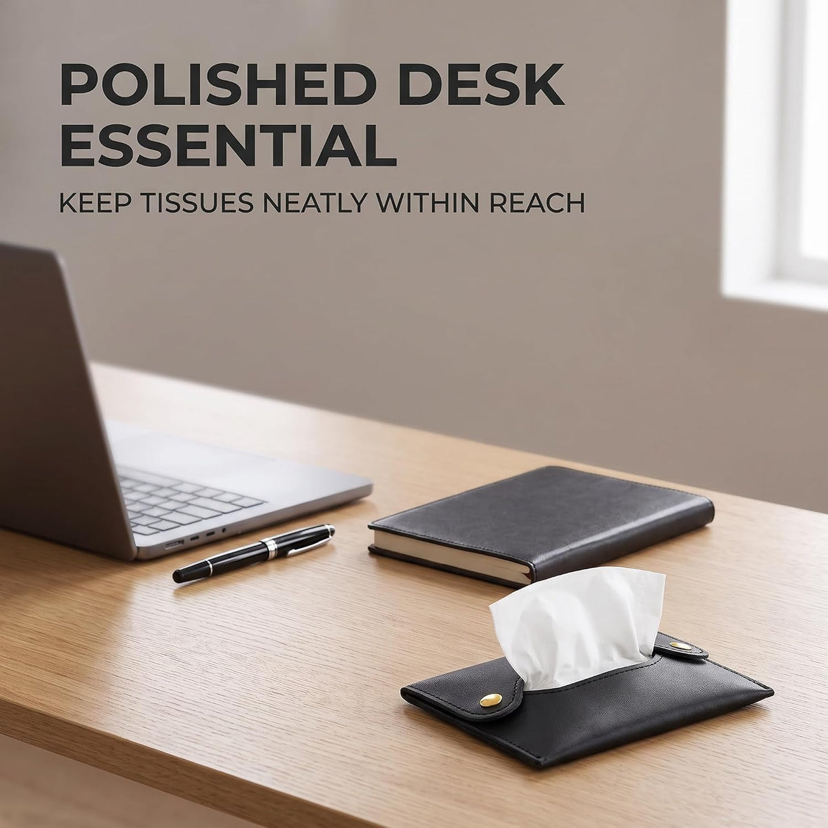 2Pcs Pocket Tissue Holder - Tissue Holder | Travel Pouch for Tissue | Pocket Paper Towel | Tissue Bag Holder | Paper Towel Pu Leather Case | Paper Box Bag | Tissue Storage Bag (Black)