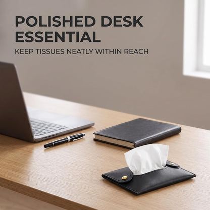 2Pcs Pocket Tissue Holder - Tissue Holder | Travel Pouch for Tissue | Pocket Paper Towel | Tissue Bag Holder | Paper Towel Pu Leather Case | Paper Box Bag | Tissue Storage Bag (Black)