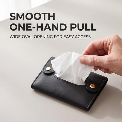 2Pcs Pocket Tissue Holder - Tissue Holder | Travel Pouch for Tissue | Pocket Paper Towel | Tissue Bag Holder | Paper Towel Pu Leather Case | Paper Box Bag | Tissue Storage Bag (Black)