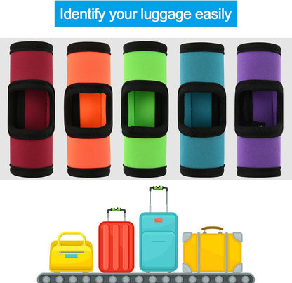 5 Pcs Neoprene Luggage Handle Wrap Soft Grip Handle Cover Luggage Identifier with Hollow Design for Push-Button Handle Trolley Handle and Travel Suitcase Trolley Case (Multi Color)