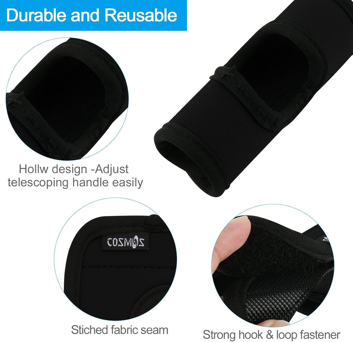 5 Pcs Neoprene Luggage Handle Wrap Soft Grip Handle Cover Luggage Identifier with Hollow Design for Push-Button Handle Trolley Handle and Travel Suitcase Trolley Case (Multi Color)