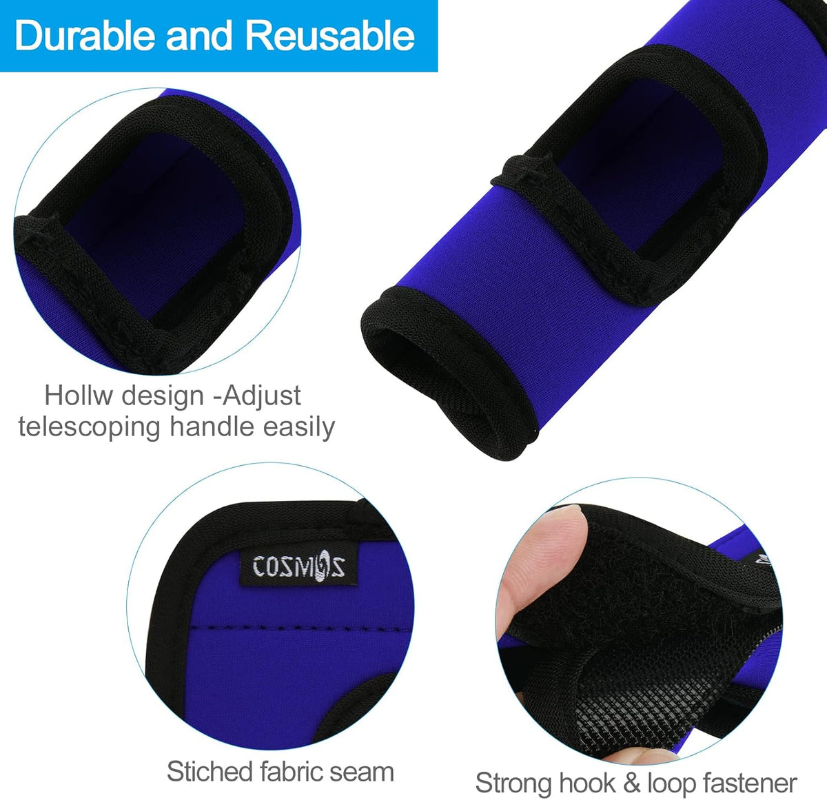 5 Pcs Neoprene Luggage Handle Wrap Soft Grip Handle Cover Luggage Identifier with Hollow Design for Push-Button Handle Trolley Handle and Travel Suitcase Trolley Case (Multi Color)