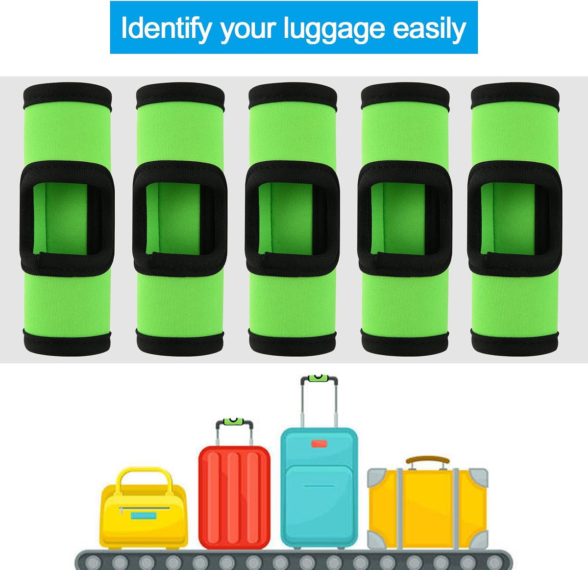 5 Pcs Neoprene Luggage Handle Wrap Soft Grip Handle Cover Luggage Identifier with Hollow Design for Push-Button Handle Trolley Handle and Travel Suitcase Trolley Case (Multi Color)