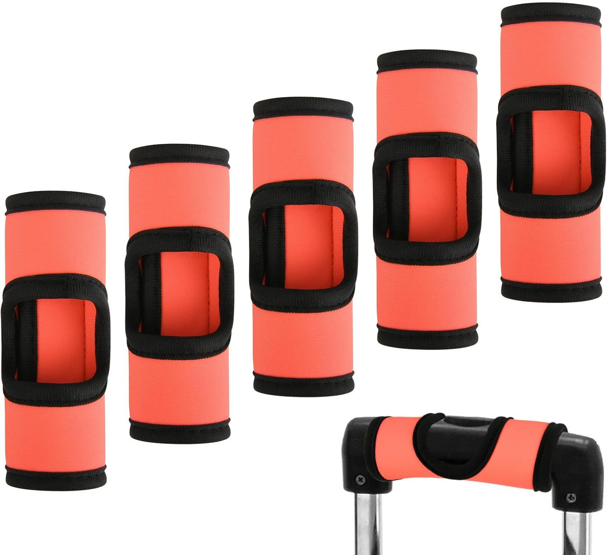 5 Pcs Neoprene Luggage Handle Wrap Soft Grip Handle Cover Luggage Identifier with Hollow Design for Push-Button Handle Trolley Handle and Travel Suitcase Trolley Case (Multi Color)