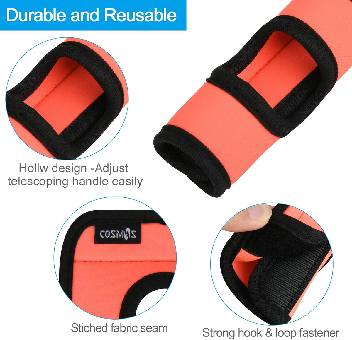 5 Pcs Neoprene Luggage Handle Wrap Soft Grip Handle Cover Luggage Identifier with Hollow Design for Push-Button Handle Trolley Handle and Travel Suitcase Trolley Case (Multi Color)