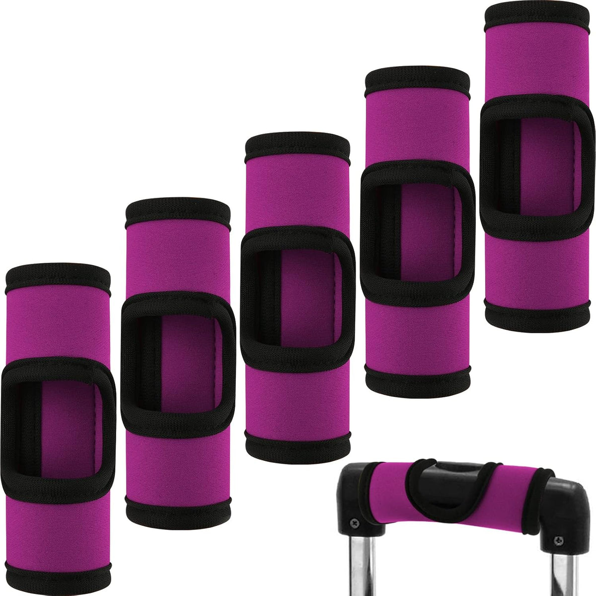 5 Pcs Neoprene Luggage Handle Wrap Soft Grip Handle Cover Luggage Identifier with Hollow Design for Push-Button Handle Trolley Handle and Travel Suitcase Trolley Case (Multi Color)