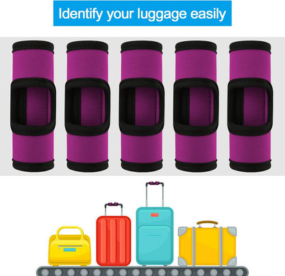 5 Pcs Neoprene Luggage Handle Wrap Soft Grip Handle Cover Luggage Identifier with Hollow Design for Push-Button Handle Trolley Handle and Travel Suitcase Trolley Case (Multi Color)
