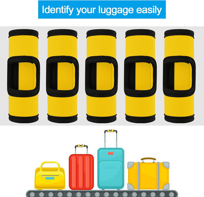 5 Pcs Neoprene Luggage Handle Wrap Soft Grip Handle Cover Luggage Identifier with Hollow Design for Push-Button Handle Trolley Handle and Travel Suitcase Trolley Case (Multi Color)