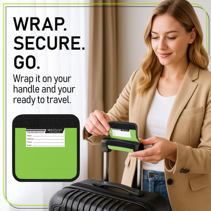 Luggage Handle Wraps (4-Pack) | Padded Suitcase Handle Covers with Diamond-Grip Design – Comfortable Neoprene Travel Handle Wraps for Luggage, Bags & Suitcases. (4-Pack | Green)