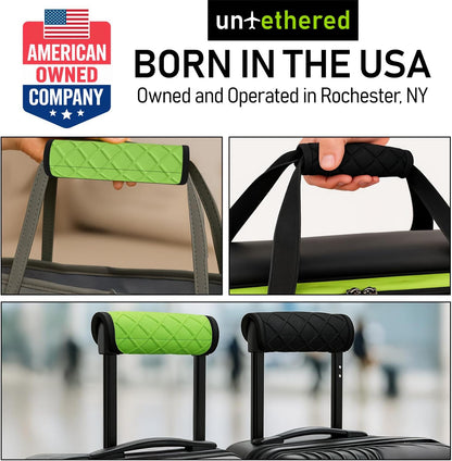 Luggage Handle Wraps (4-Pack) | Padded Suitcase Handle Covers with Diamond-Grip Design – Comfortable Neoprene Travel Handle Wraps for Luggage, Bags & Suitcases. (4-Pack | Green)