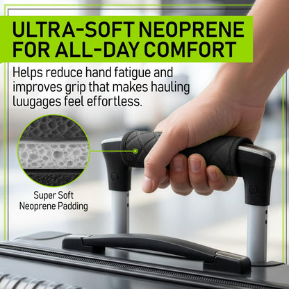 Luggage Handle Wraps (4-Pack) | Padded Suitcase Handle Covers with Diamond-Grip Design – Comfortable Neoprene Travel Handle Wraps for Luggage, Bags & Suitcases. (4-Pack | Green)